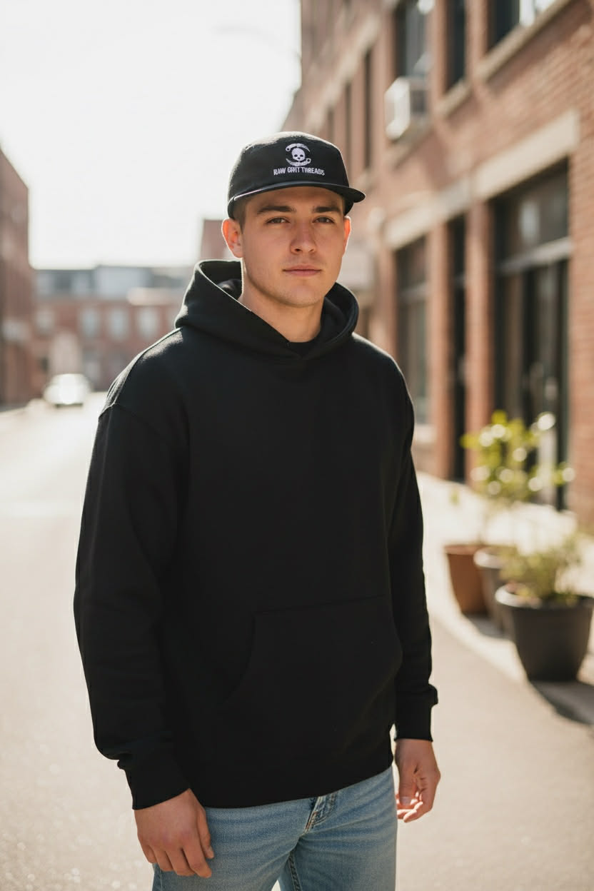 Black 5 panel hat